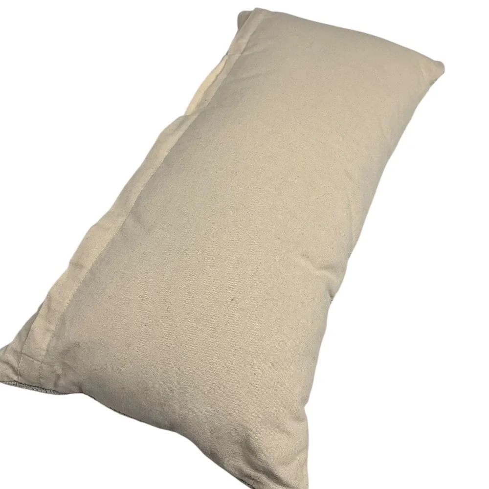 Lumbar Pillow Cover Neutral Woven Textured Black Geometric Accent 14x28‎ WPP5